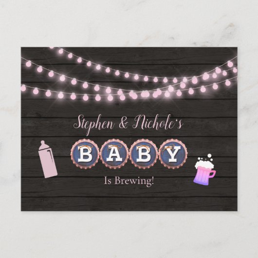 Rustieke Baby brouwt roze Baby shower Briefkaart (Voorkant)