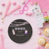 Rustieke Baby brouwt roze Baby shower Papieren Bordje (Feest)