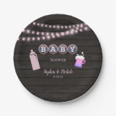 Rustieke Baby brouwt roze Baby shower Papieren Bordje (Voorkant)