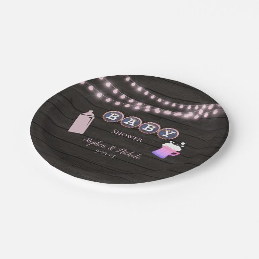 Rustieke Baby brouwt roze Baby shower Papieren Bordje (Gekanteld)