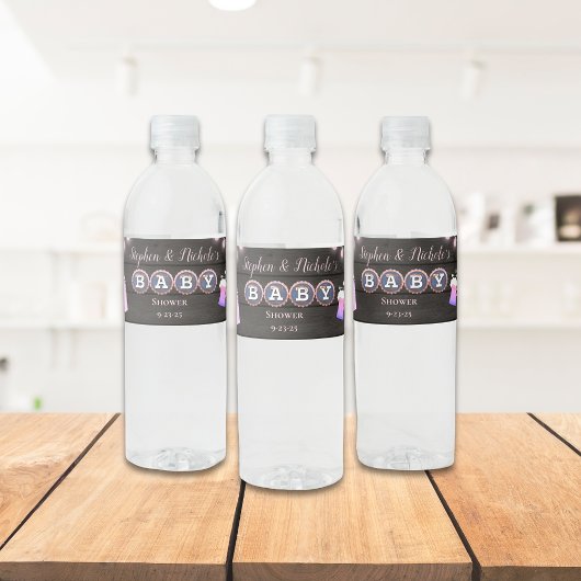 Rustieke Baby brouwt roze Baby shower Waterfles Etiket