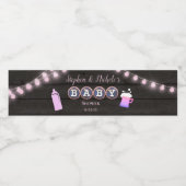 Rustieke Baby brouwt roze Baby shower Waterfles Etiket (Enkel label)