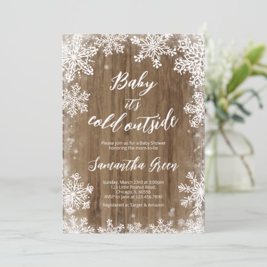 Rustieke Baby Het is koud buiten Baby shower Kaart (Staand voorkant)