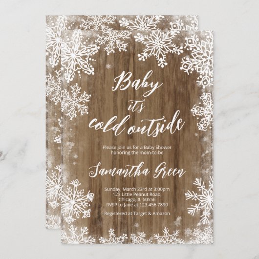 Rustieke Baby Het is koud buiten Baby shower Kaart (Voorkant / Achterkant)