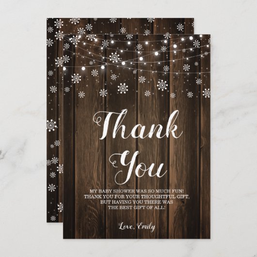 Rustieke Baby Het is koud buiten de winter Bedankkaart (Voorkant / Achterkant)