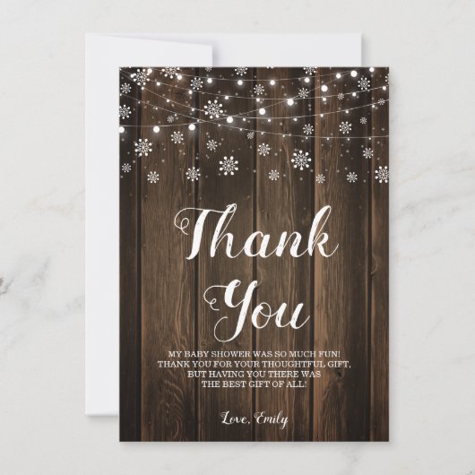 Rustieke Baby Het is koud buiten de winter Bedankkaart (Voorkant)