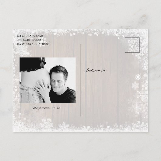 Rustieke Baby het is koud buiten Winter Baby showe Uitnodiging Briefkaart (Achterkant)