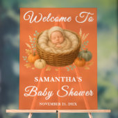 Rustieke Baby in Basket Herfst Baby shower Welkom Acryl Bord (Neutraal)