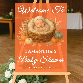 Rustieke Baby in Basket Herfst Baby shower Welkom Acryl Bord