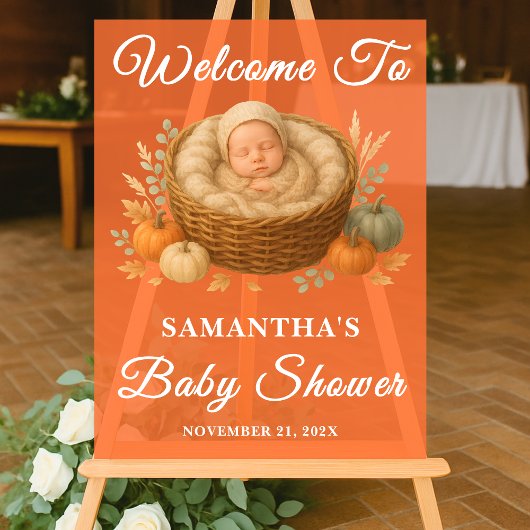 Rustieke Baby in Basket Herfst Baby shower Welkom Acryl Bord