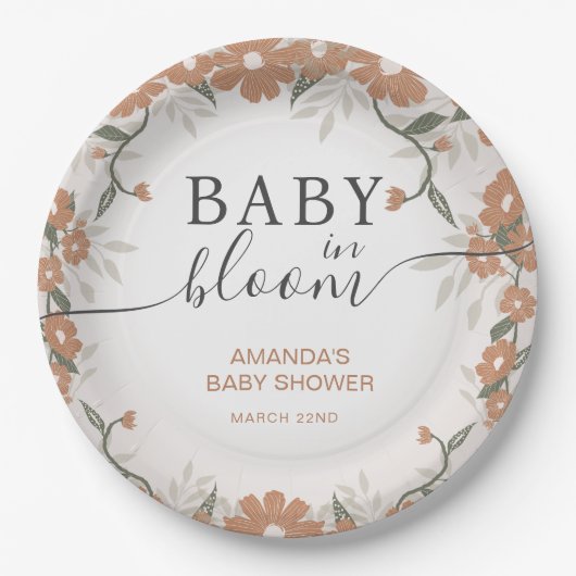 Rustieke Baby in Bloom Daisy Shower Papieren Bordje (Voorkant)