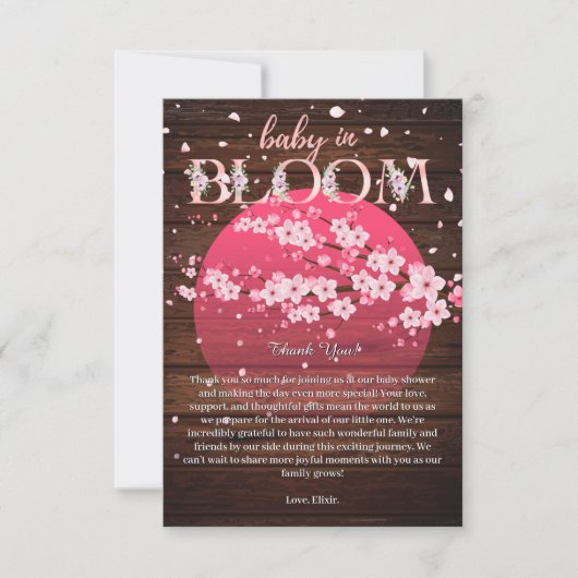 Rustieke Baby in Bloom Sakura Cherry Blossom Bedankkaart (Voorkant)