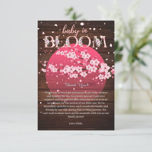 Rustieke Baby in Bloom Sakura Cherry Blossom Bedankkaart (Staand voorkant)