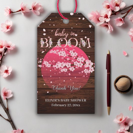 Rustieke Baby in Bloom Sakura Cherry Blossom Cadeaulabel