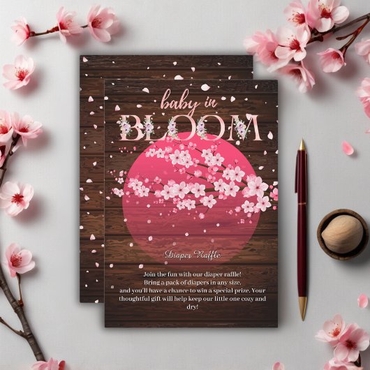 Rustieke Baby in Bloom Sakura Cherry Blossom Informatiekaartje