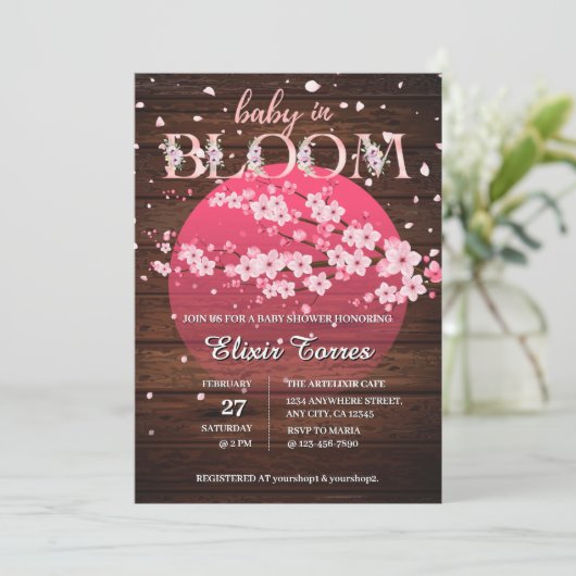 Rustieke Baby in Bloom Sakura Cherry Blossom Kaart (Staand voorkant)