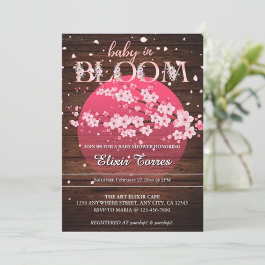 Rustieke Baby in Bloom Sakura Cherry Blossom Kaart (Staand voorkant)