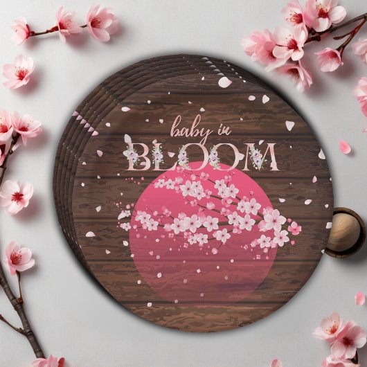 Rustieke Baby in Bloom Sakura Cherry Blossom Papieren Bordje