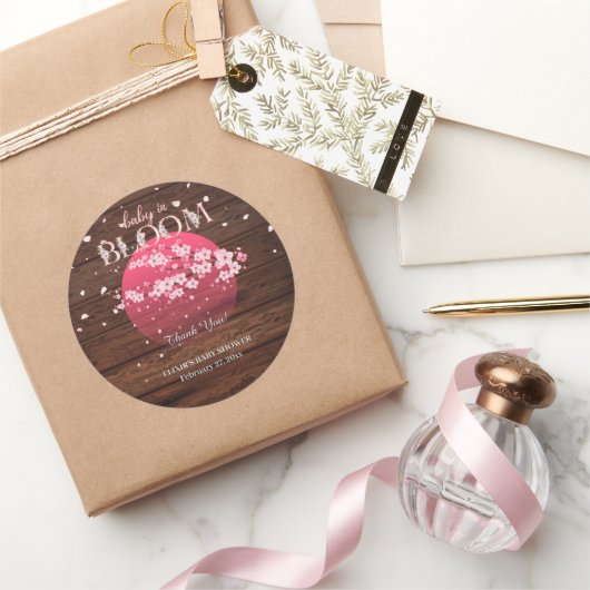 Rustieke Baby in Bloom Sakura Cherry Blossom Ronde Sticker (Geschenken)