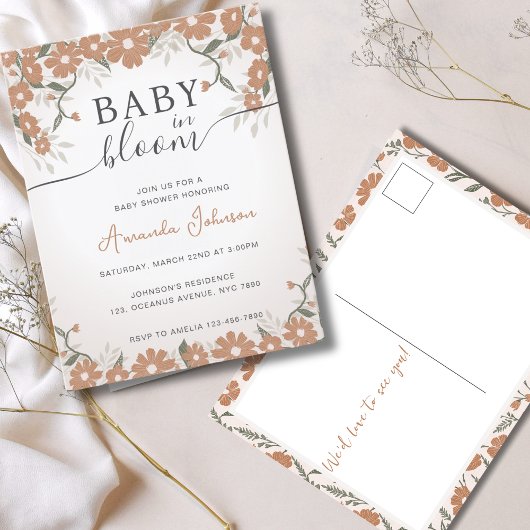 Rustieke Baby in Bloom Shower Genderneutraal Briefkaart