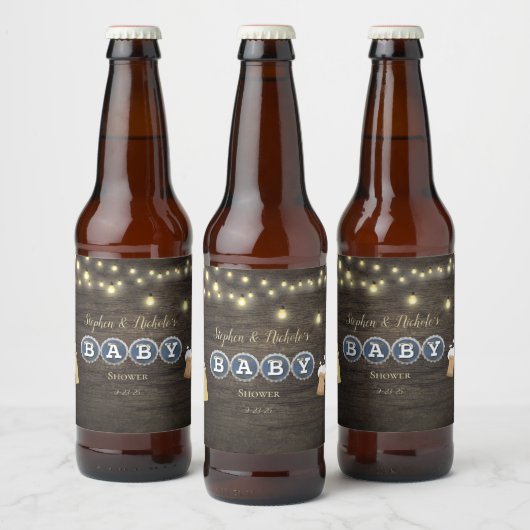 Rustieke Baby is het brouwen van goud Baby shower Bier Etiket (Flessen)