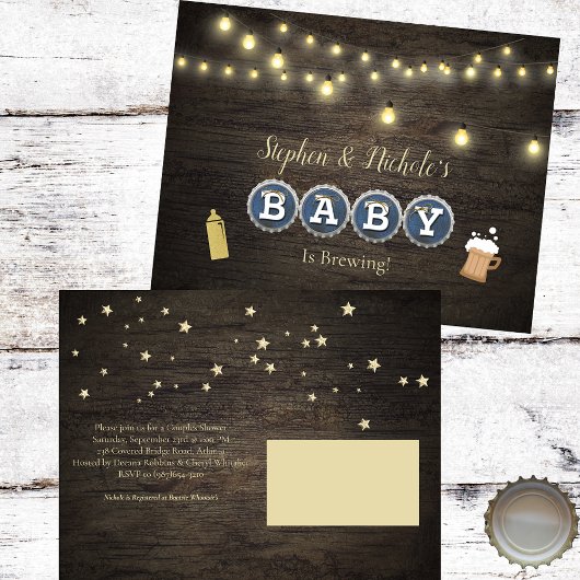 Rustieke Baby is het brouwen van goud Baby shower Briefkaart
