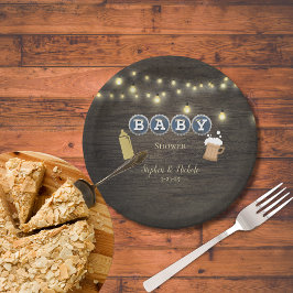 Rustieke Baby is het brouwen van goud Baby shower Papieren Bordje
