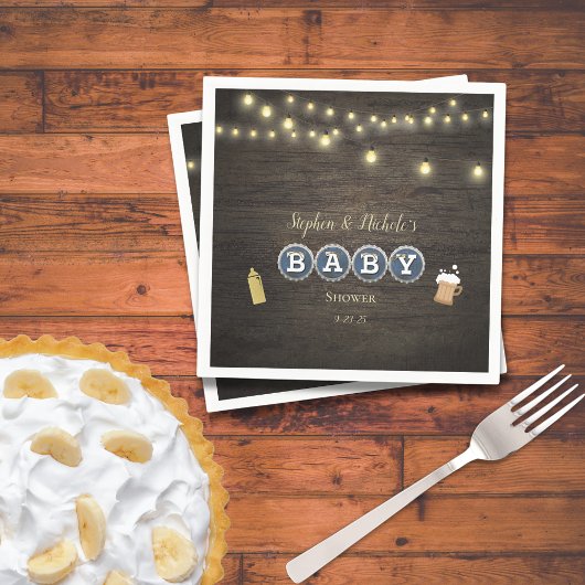 Rustieke Baby is het brouwen van goud Baby shower Servet