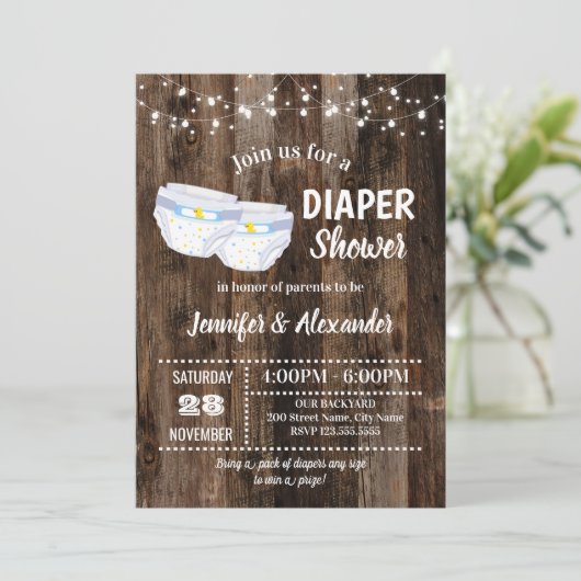 Rustieke Baby luierdouche Kaart (Staand voorkant)