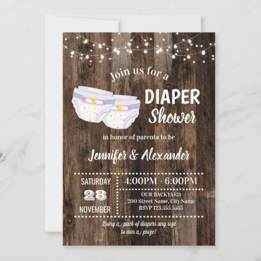 Rustieke Baby luierdouche Kaart (Voorkant)