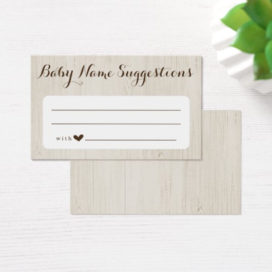 Rustieke Baby Naam Suggesties Kaart voor Baby show (Bureau)