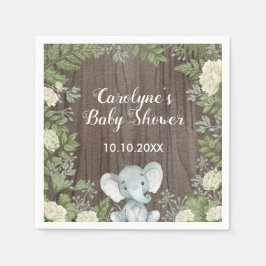 Rustieke Baby Olifant / Botanisch groen / Safari Servet