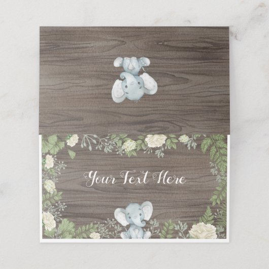 Rustieke Baby Olifant / Oerwoud Safari groen Plaatskaartje (Buitenkant ongevouwen)