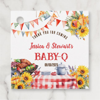 Rustieke BABY-Q Barbecue Picknick Zonnebloem Dank Bedankjes Labels