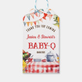 Rustieke BABY-Q Barbecue Picknick Zonnebloem Dank  Cadeaulabel (Voorkant)