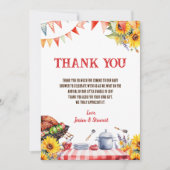 Rustieke BABY-Q Barbecue Picknick Zonnebloem Dank  Kaart (Voorkant)