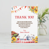 Rustieke BABY-Q Barbecue Picknick Zonnebloem Dank  Kaart (Staand voorkant)