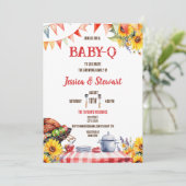 Rustieke BABY-Q Barbecue Picknick Zonnebloem Gerui Kaart (Staand voorkant)