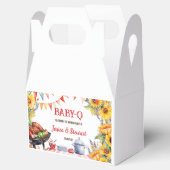 Rustieke BABY-Q Barbecue Picknick Zonnebloem Plaid Bedankdoosjes (Geopend)