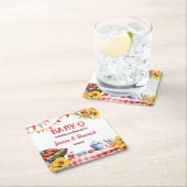 Rustieke BABY-Q Barbecue Picknick Zonnebloem Plaid Kartonnen Onderzetters (Insitu)