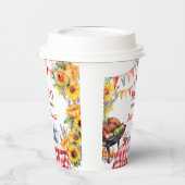 Rustieke BABY-Q Barbecue Picknick Zonnebloem Plaid Papieren Bekers (Links)