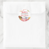 Rustieke BABY-Q Barbecue Picknick Zonnebloem Plaid Ronde Sticker (Tas)