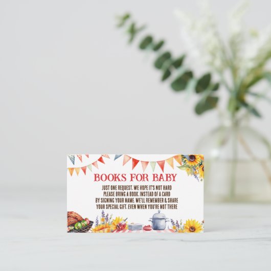 Rustieke BABY-Q Barbecue Picknickboeken voor Baby Informatiekaartje (Staand voorkant)