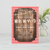 Rustieke Baby Q BBQ Baby shower Uitnodiging (Staand voorkant)