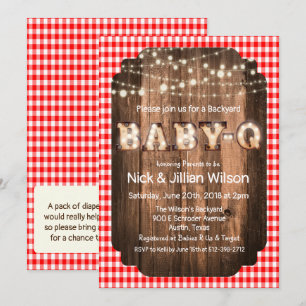 Rustieke Baby Q BBQ Baby Shower Uitnodiging