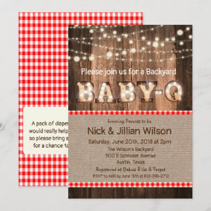 Rustieke Baby Q BBQ Baby Shower Uitnodiging