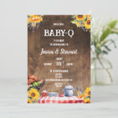 Rustieke BABY-Q picknick zonnebloem geruite hout Kaart (Staand voorkant)