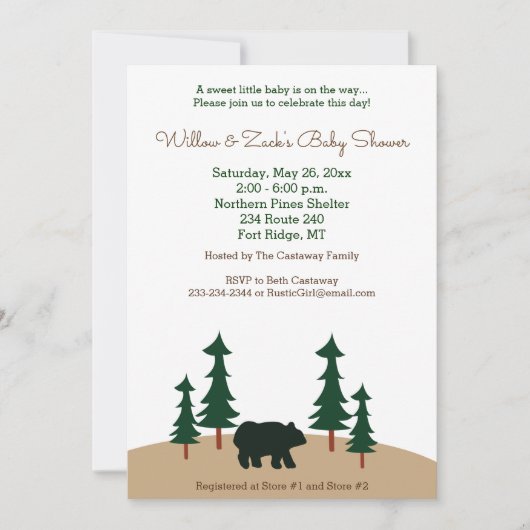 Rustieke Baby shower Beer Pine Tree Kaart (Voorkant)