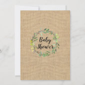 Rustieke Baby shower Burlap Green Krans Uitnodigen Kaart (Achterkant)