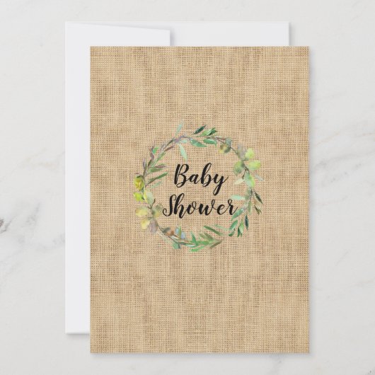Rustieke Baby shower Burlap Green Krans Uitnodigen Kaart
